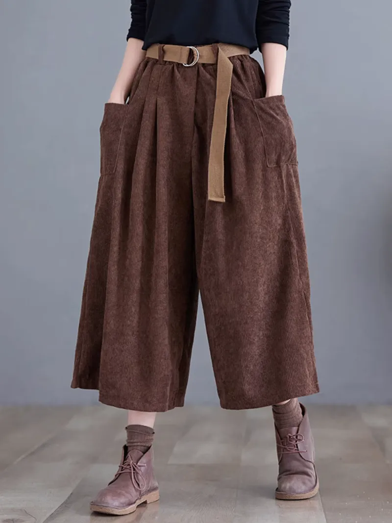 Women's All Season Wear Elastic Waist Loose Three-Quarter Pants Bottom